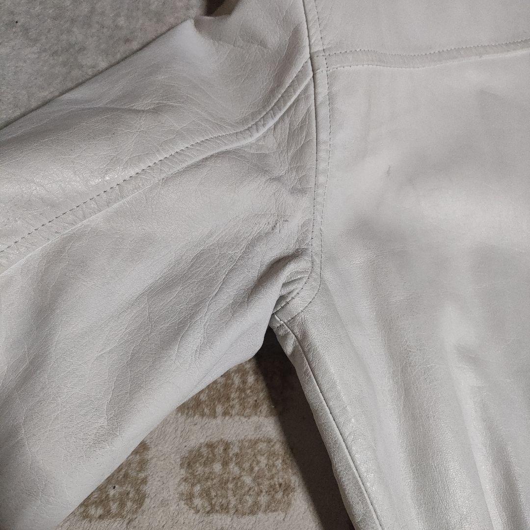 ハーレーダビッドソン　本革ホワイトレザーシングルライダースジャケット　日本製