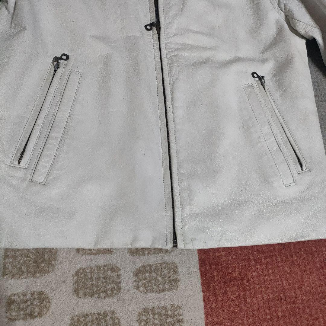 ハーレーダビッドソン　本革ホワイトレザーシングルライダースジャケット　日本製