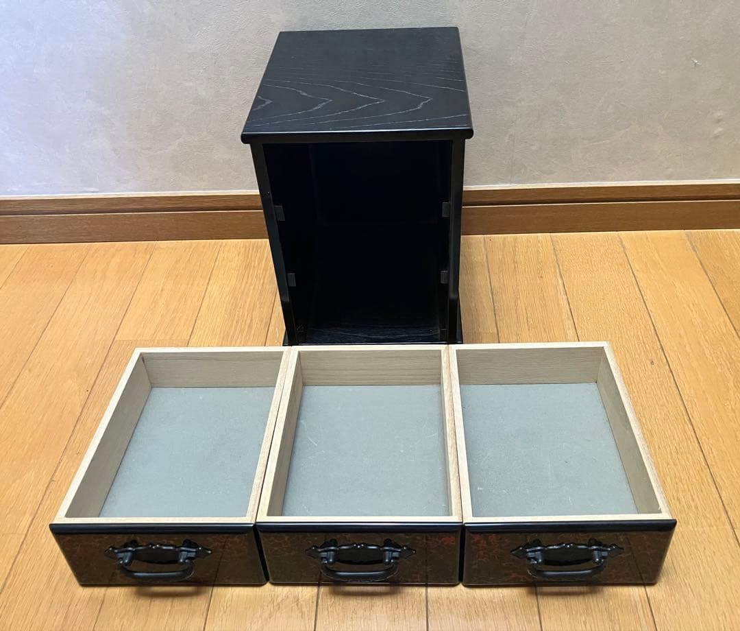 津軽塗 レトロ ミニタンス 小箪笥 3段 引き出し 小物入れ 収納 箱 卓上