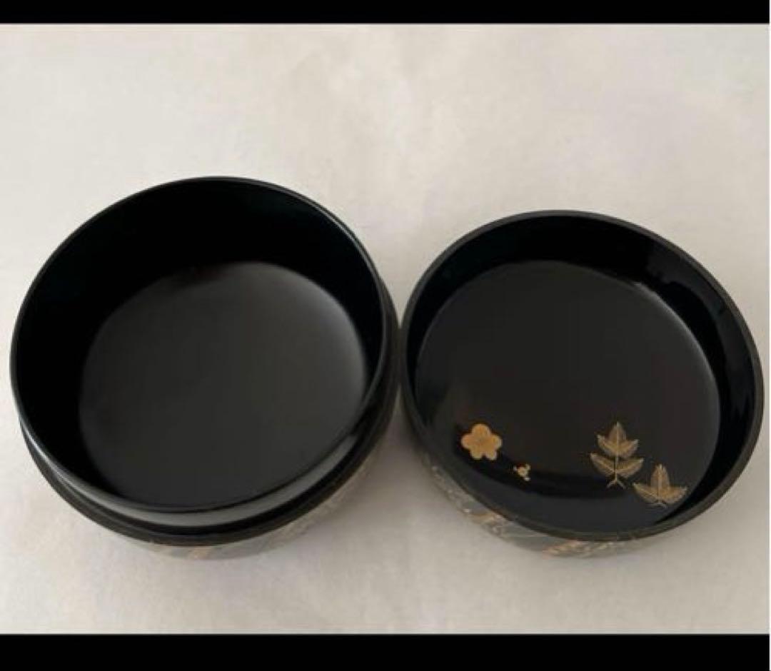 輪島塗一后一兆 (人間国宝)作棗　竹蒔絵 茶道具共箱/絹布・木箱あり