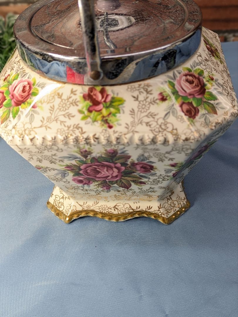 イギリス アンティーク 陶器製 ビスケットバレル バラ JAMES KENT