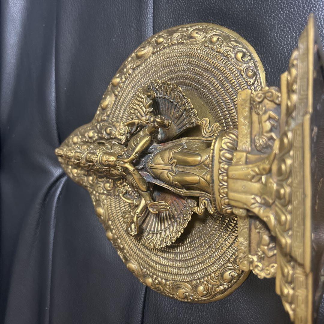 千手千眼観音菩薩 鍍金銅大仏像 チベット仏　仏教美術