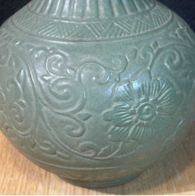 S8003　高麗青磁花瓶　高麗時代　古美術　花瓶　花器　花紋　陶磁器