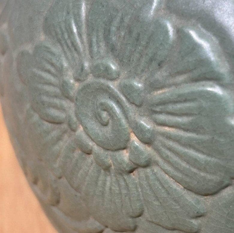 S8003　高麗青磁花瓶　高麗時代　古美術　花瓶　花器　花紋　陶磁器