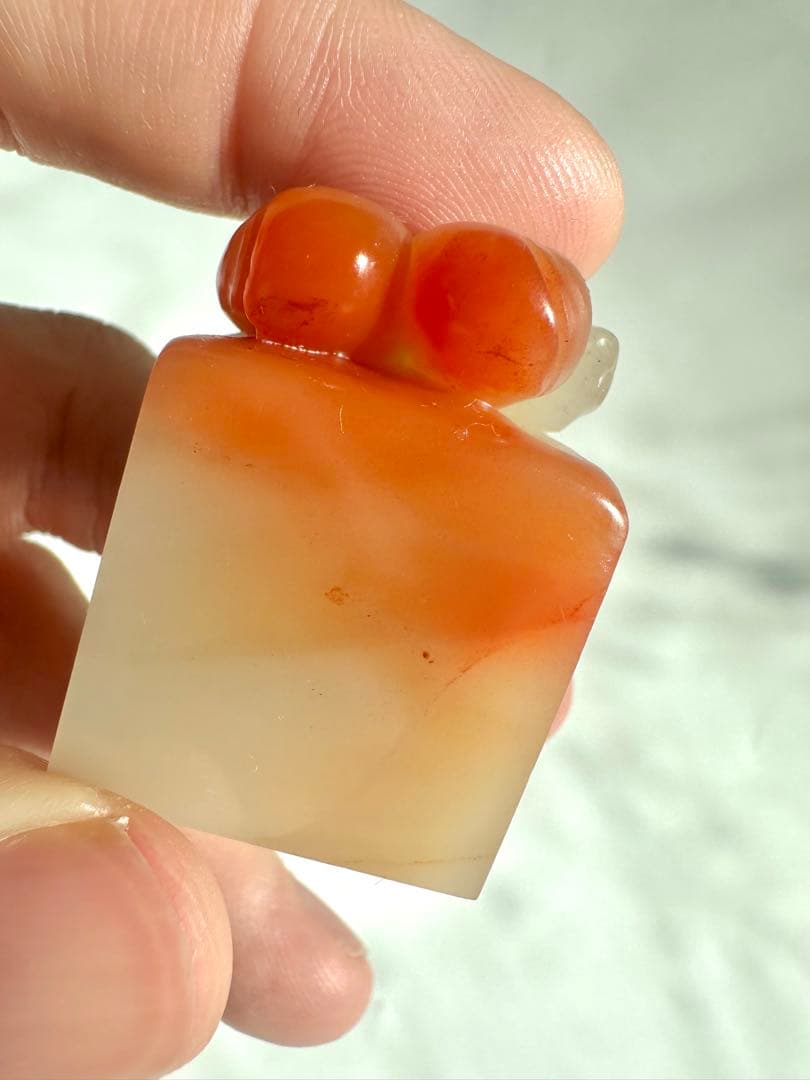 【桃】 もも　美品　高級印材　篆刻　印石　ラオス　印石　水凍