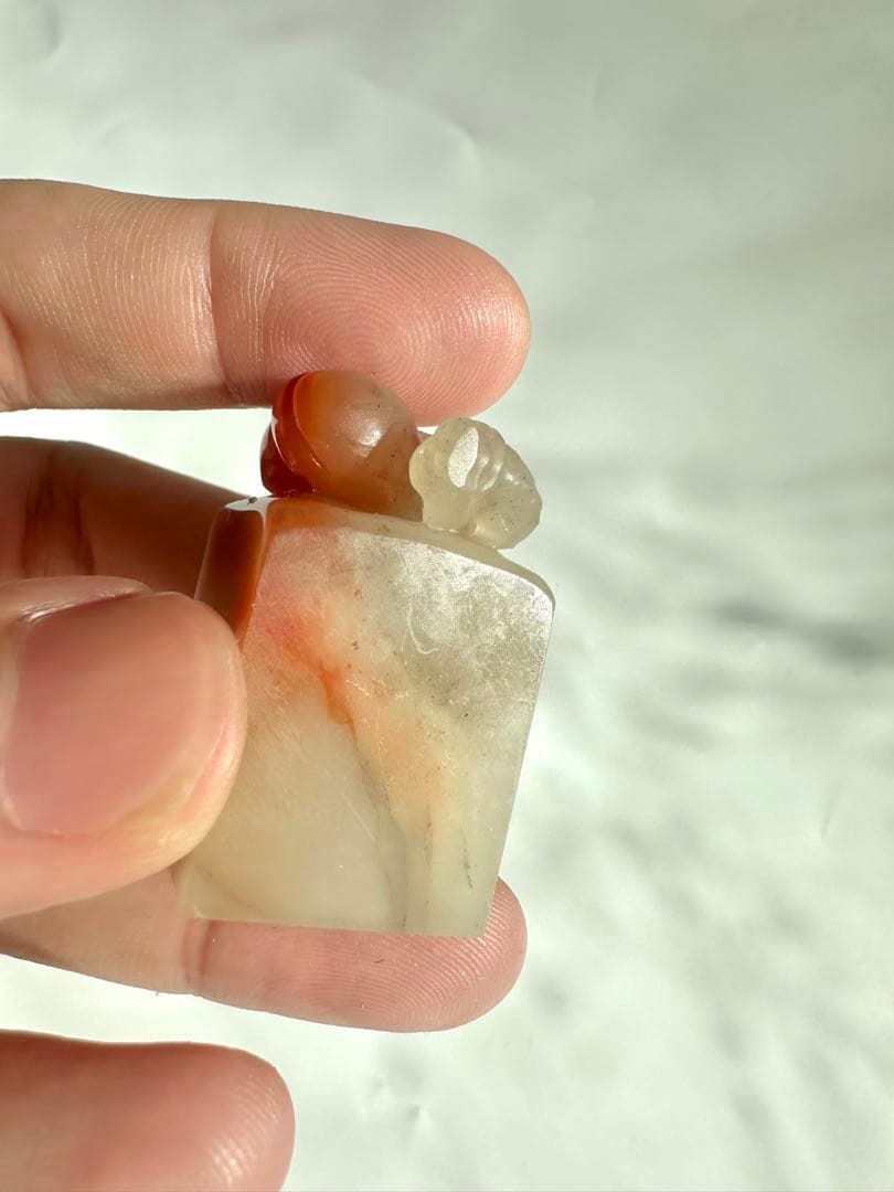 【桃】 もも　美品　高級印材　篆刻　印石　ラオス　印石　水凍