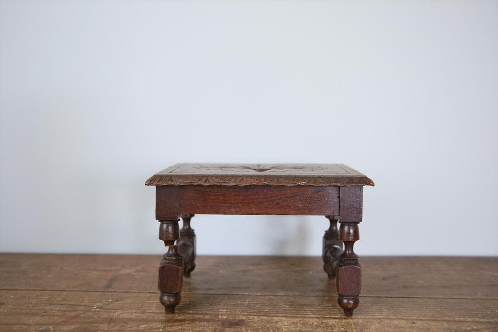 フランスアンティーク木製スツール/オットマン/腰掛けイス/飾り棚(90-229)