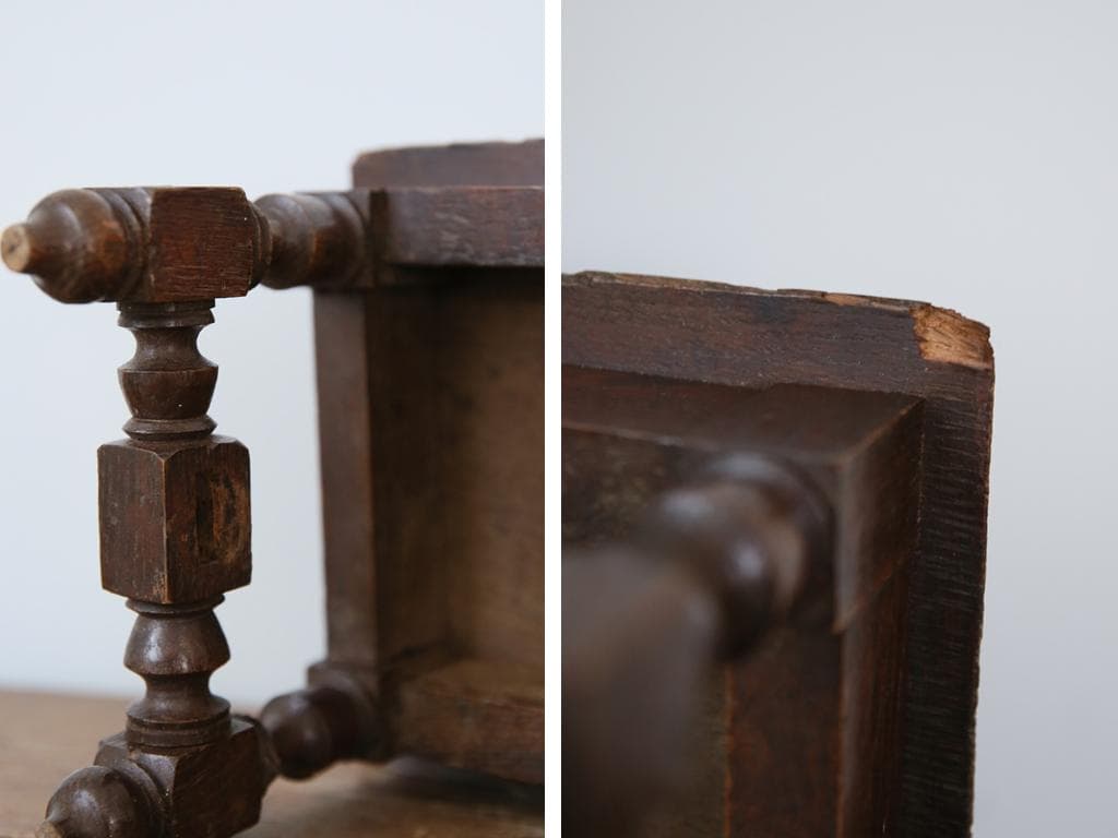 フランスアンティーク木製スツール/オットマン/腰掛けイス/飾り棚(90-229)