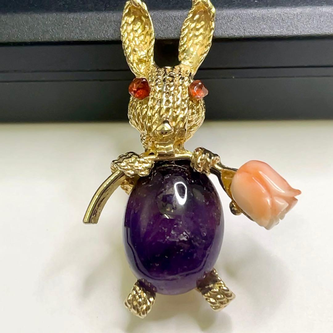 た*そ様 SWOBODA スワボダ ヴィンテージ ラビット ブローチ アメジスト