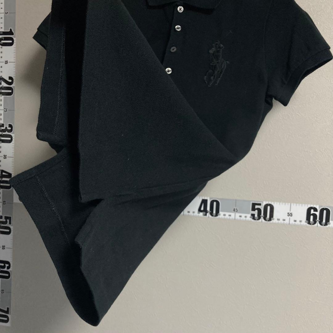 黒 ラルフローレン RALPH LAUREN ポロシャツ M ブラック刺繍ロゴ黒