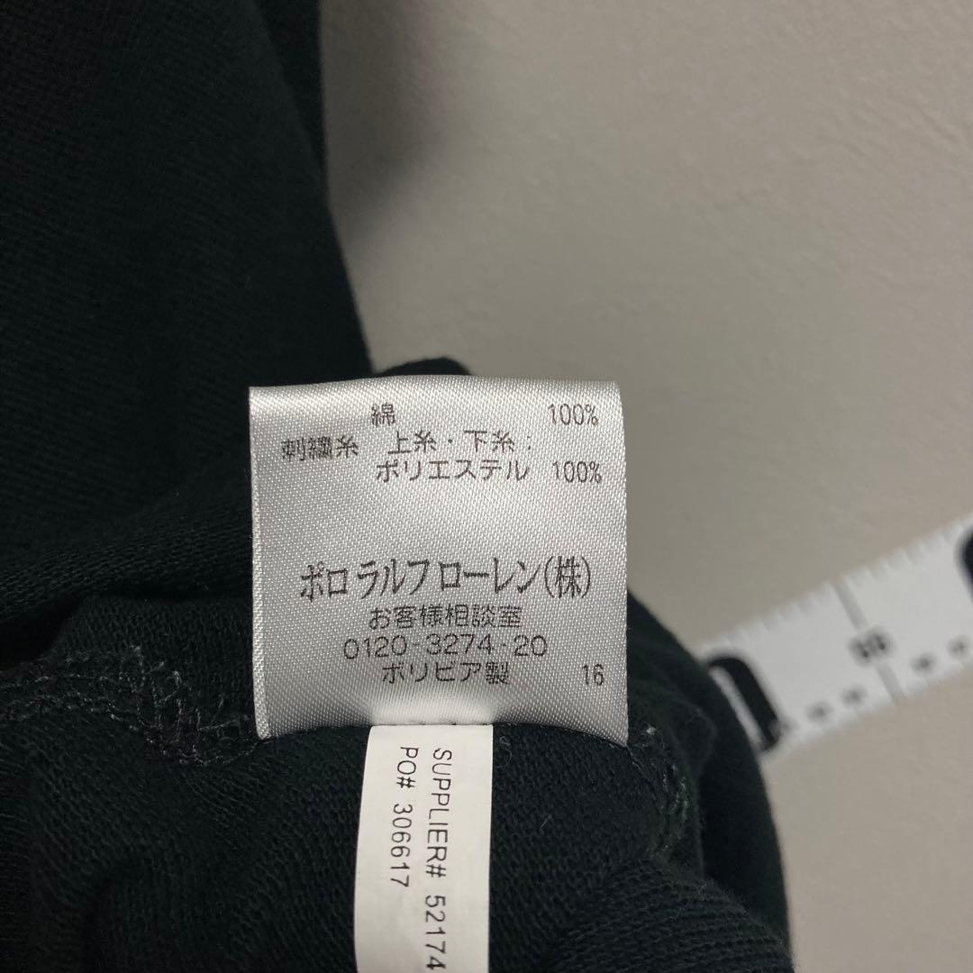 黒 ラルフローレン RALPH LAUREN ポロシャツ M ブラック刺繍ロゴ黒
