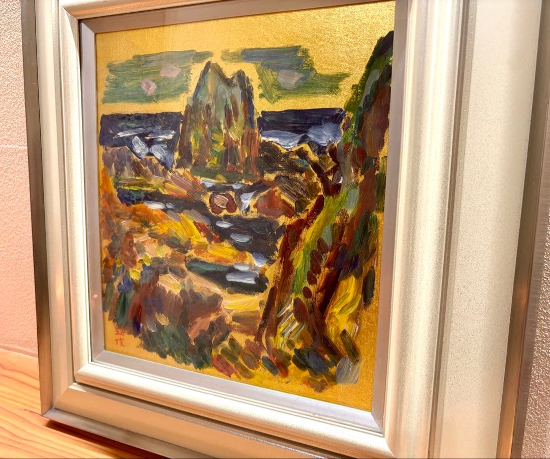 【真作】 小林和作 「海」油彩 額装 サイン 裏書