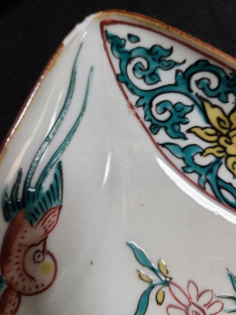 九谷焼初代須田菁華古九谷色絵菱形皿5枚