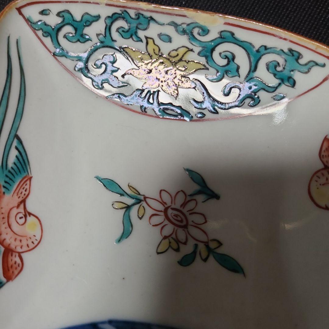 九谷焼初代須田菁華古九谷色絵菱形皿5枚