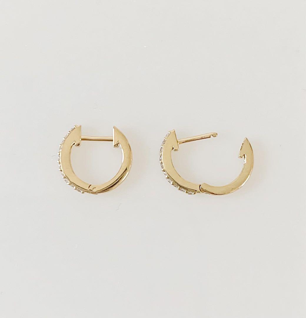 大特価！！K18 天然ダイヤモンド　中折れピアス　フープピアス