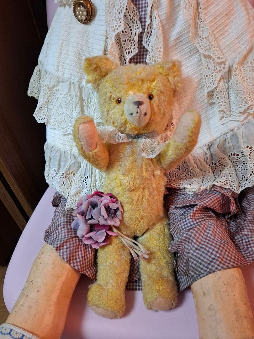 アンティーク★イエロー★テディベア★ぬいぐるみ★くま★クマ★ベアアンティーク雑貨