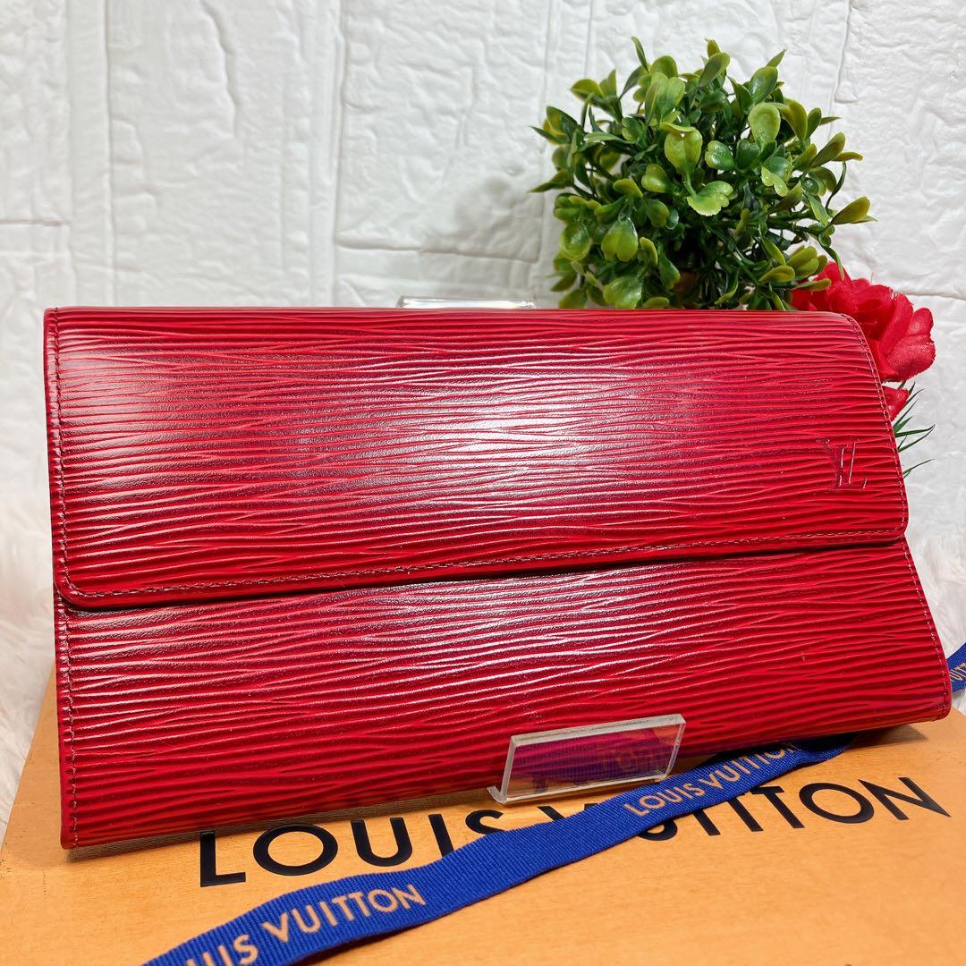 極美品 ルイヴィトン エピ ポシェット ポルトモネ クレディ 長財布 レッド