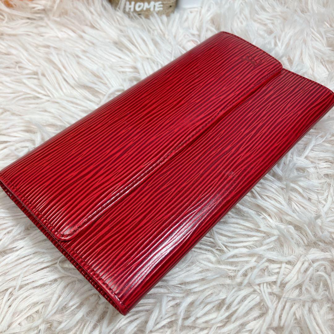極美品 ルイヴィトン エピ ポシェット ポルトモネ クレディ 長財布 レッド