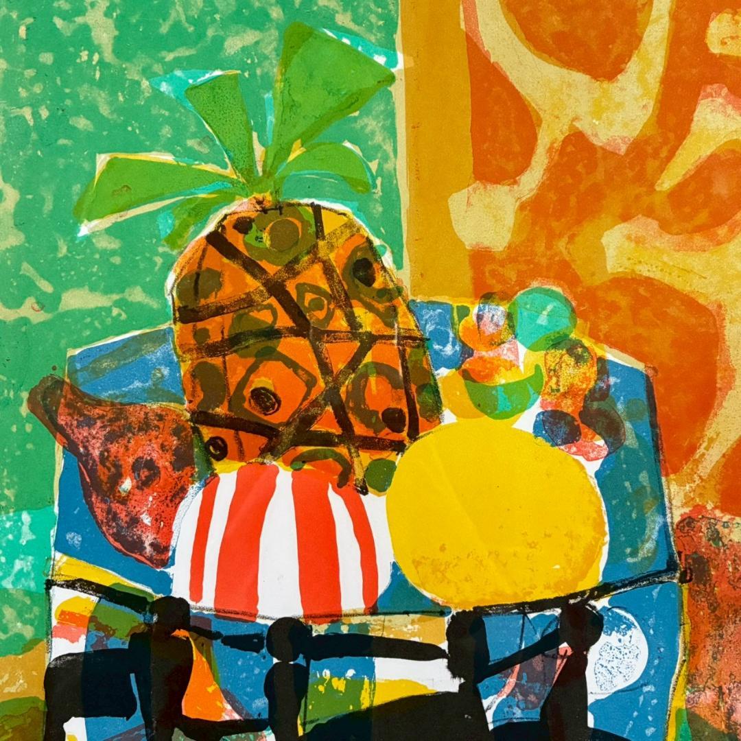 ポール・アイズピリ「パイナップルのある静物」リトグラフ 直筆サイン入 人気画家