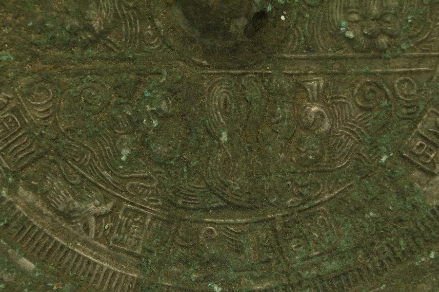 中国美術 青銅鏡 饕餮紋 時代物(HA506)