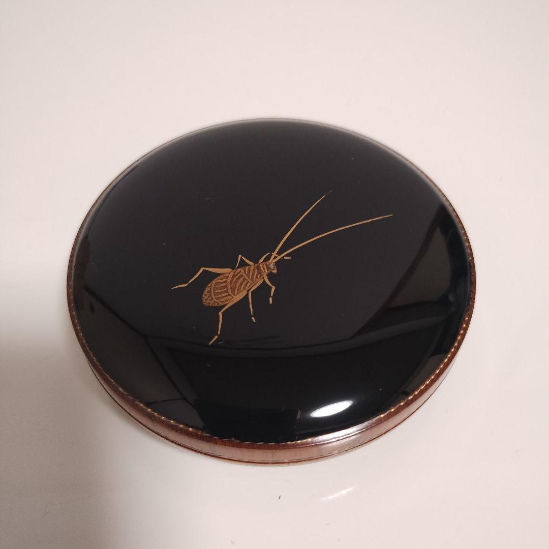 山中漆器 山中塗 水上隆志作 鈴虫絵柄 香合 木製漆器