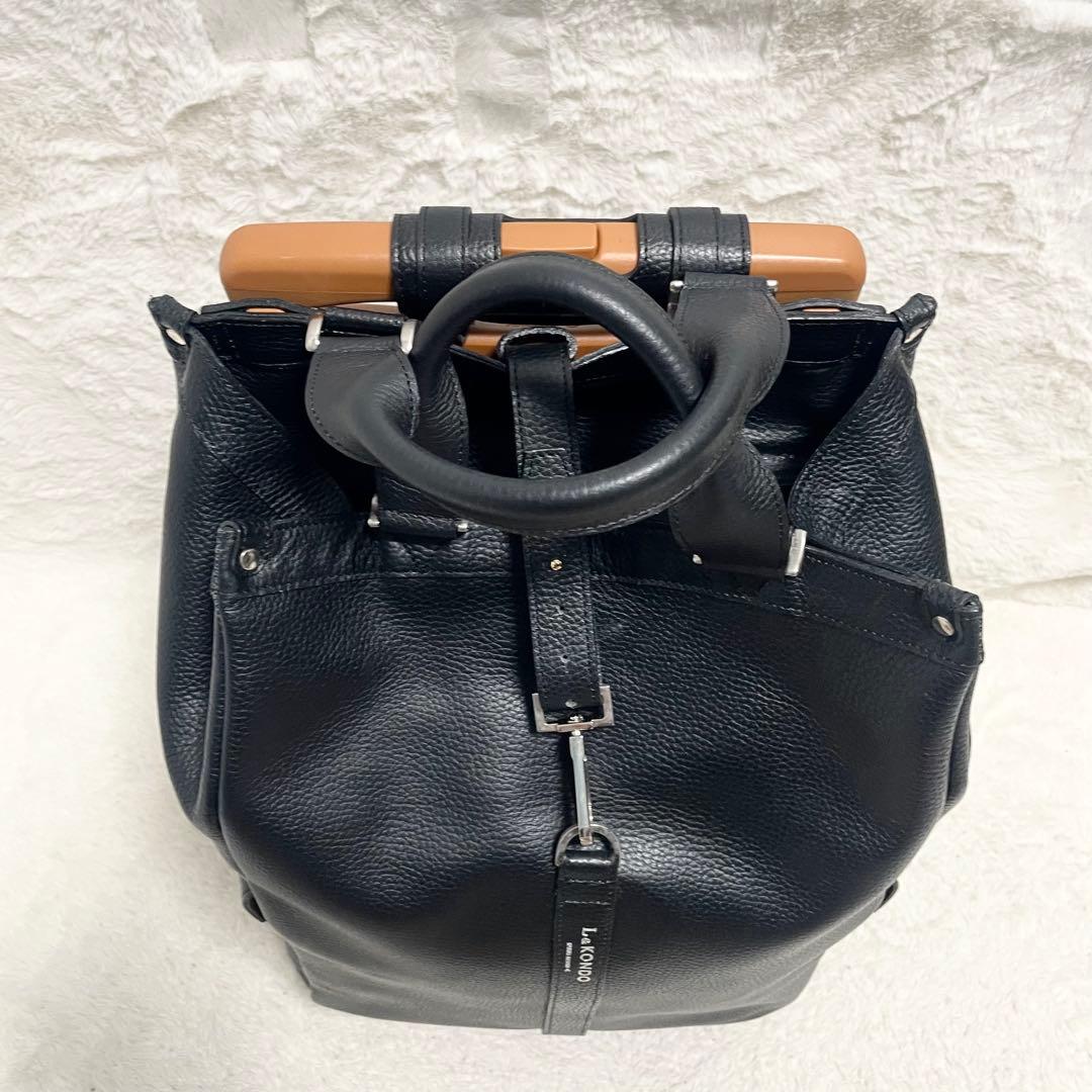 美品 ルコンド レザー 本革 キャリーケース ブラック 黒 大容量 多機能 金具