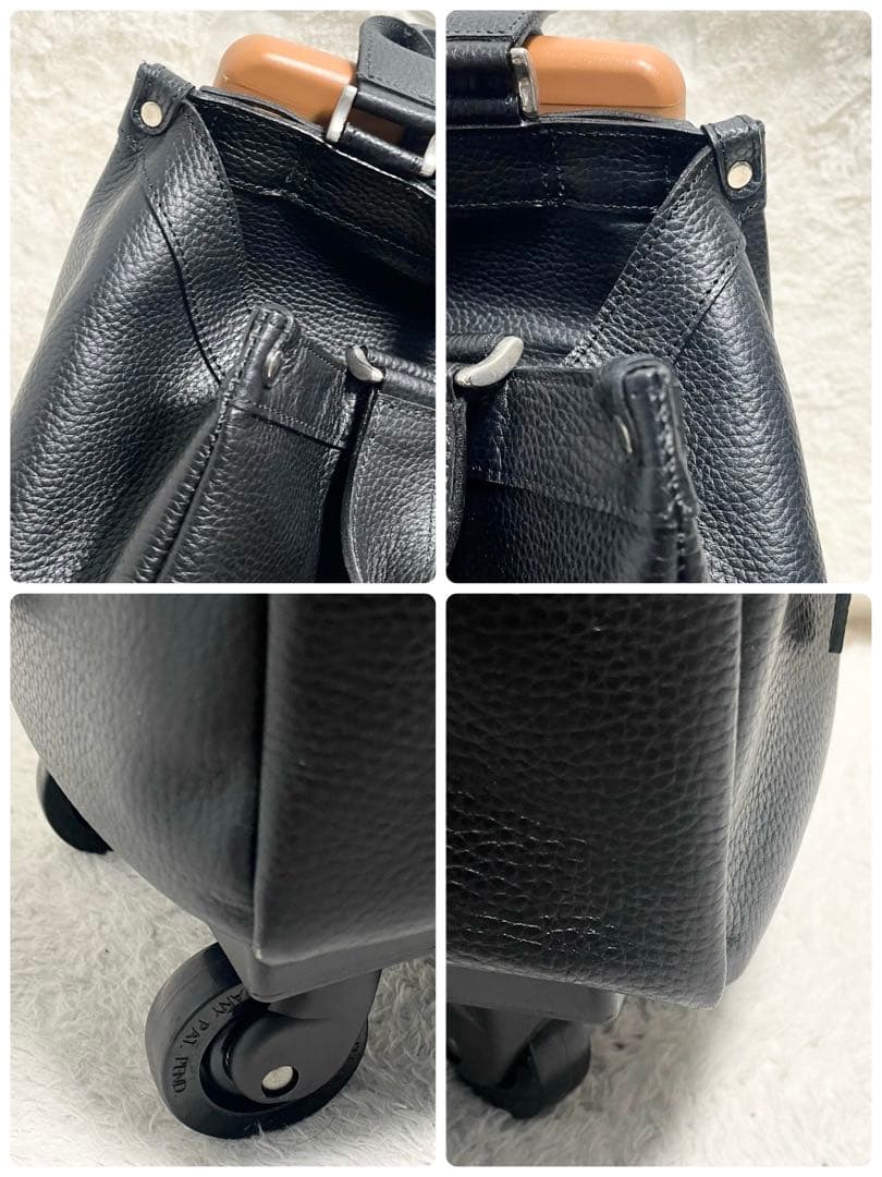 美品 ルコンド レザー 本革 キャリーケース ブラック 黒 大容量 多機能 金具