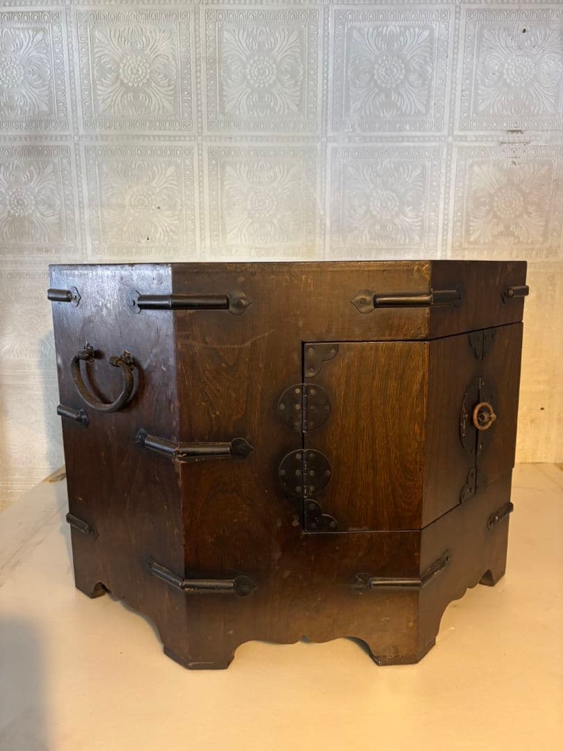 李朝家具　木製八角形　収納箱