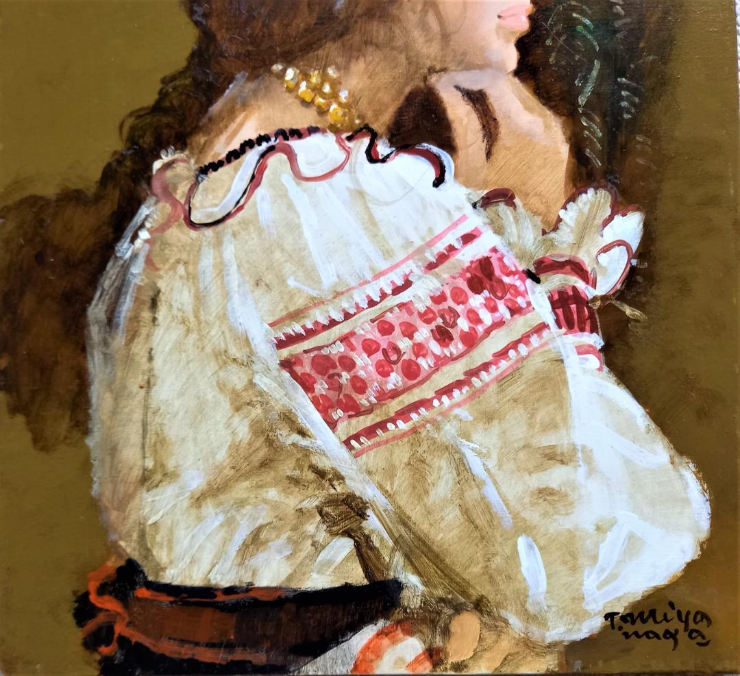 宮永岳彦　「婦人像」　F６号　　豪華な金縁額装　　真作