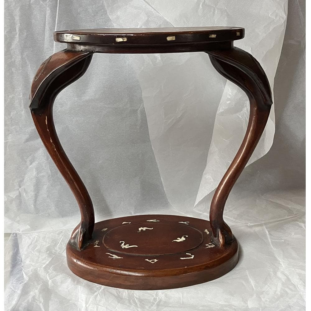 F1263 唐物 高卓 木箱入り 水指棚 飾棚 茶棚 螺鈿 茶道具