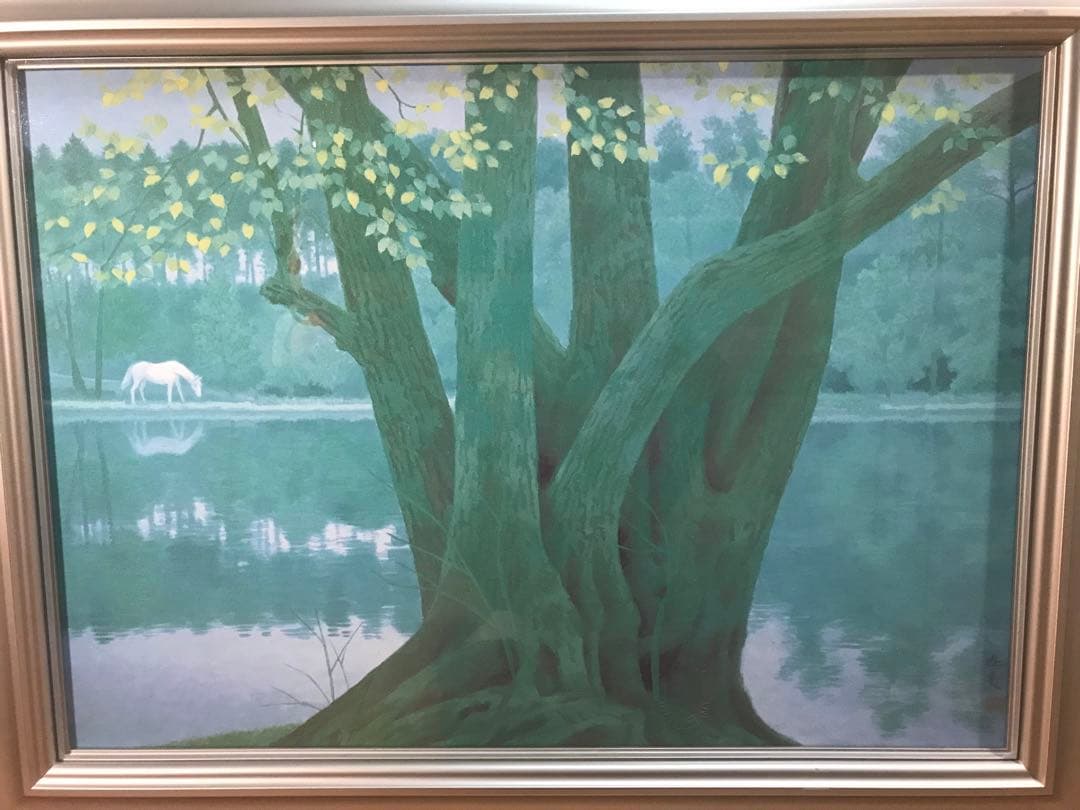 東山魁夷　「若葉の季節」　岩絵具方式複製画　作品証明シール有り