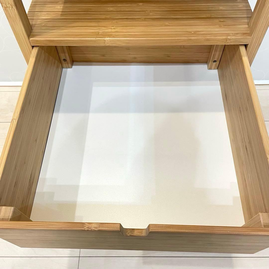 【美品】IKEA NORDKISA 竹製サイドテーブル 引き出し付き　北欧家具