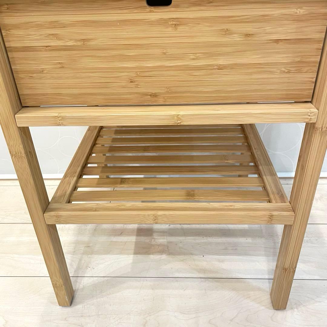 【美品】IKEA NORDKISA 竹製サイドテーブル 引き出し付き　北欧家具