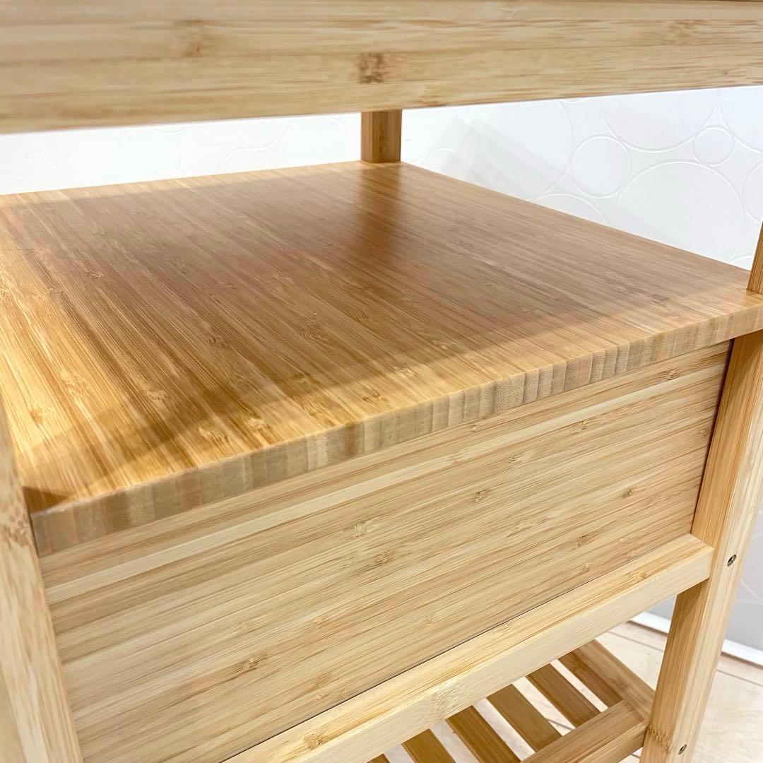 【美品】IKEA NORDKISA 竹製サイドテーブル 引き出し付き　北欧家具