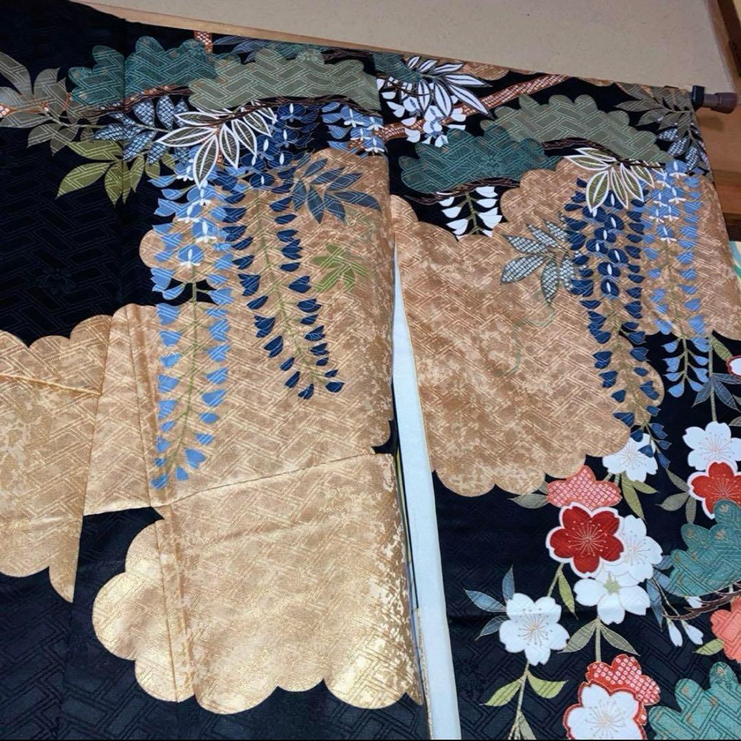 【超豪華振袖 正絹】吾妻徳穂 落款 金糸金彩桜 藤稔松
