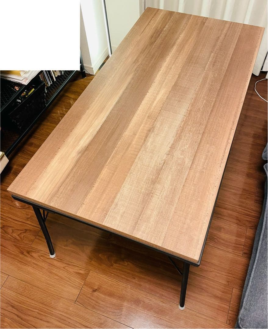 【中古】オシャレ古材風アイアンこたつテーブル/継ぎ脚付/120ｘ60cm