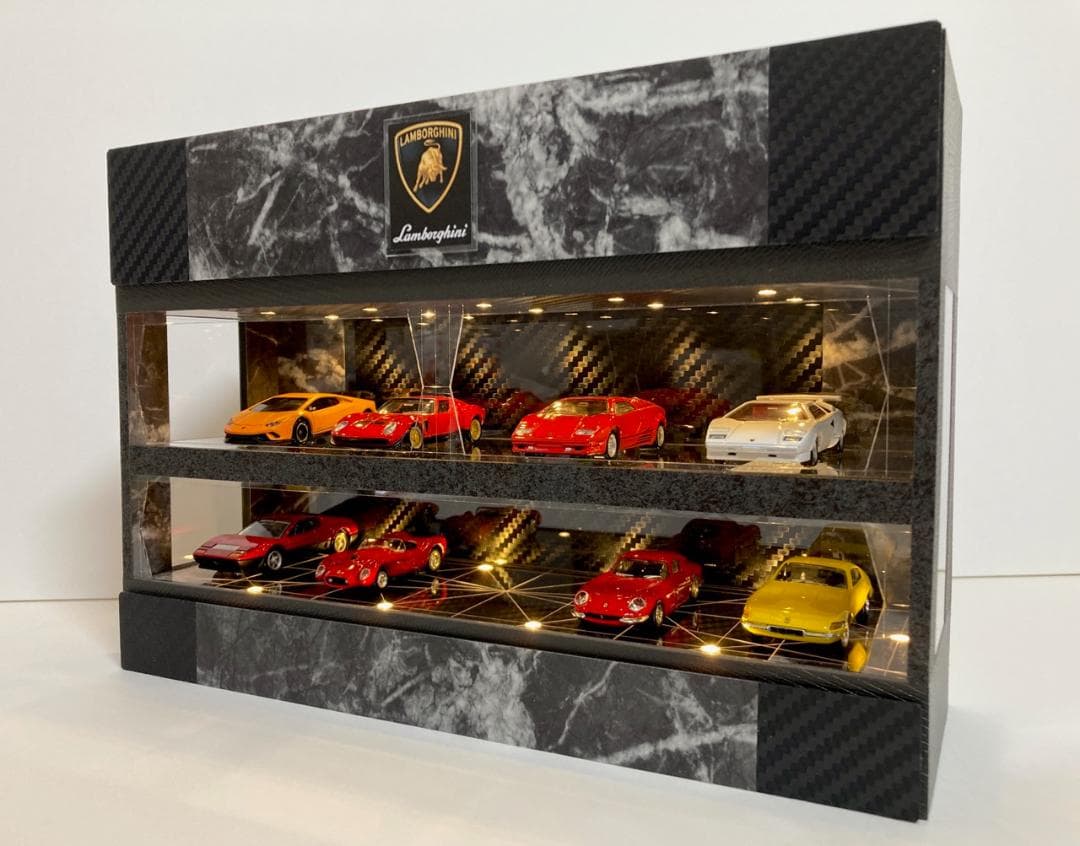 春兎 1/64展示16台可・大理石＆カーボン・ディスプレーBOX/ジオラマ