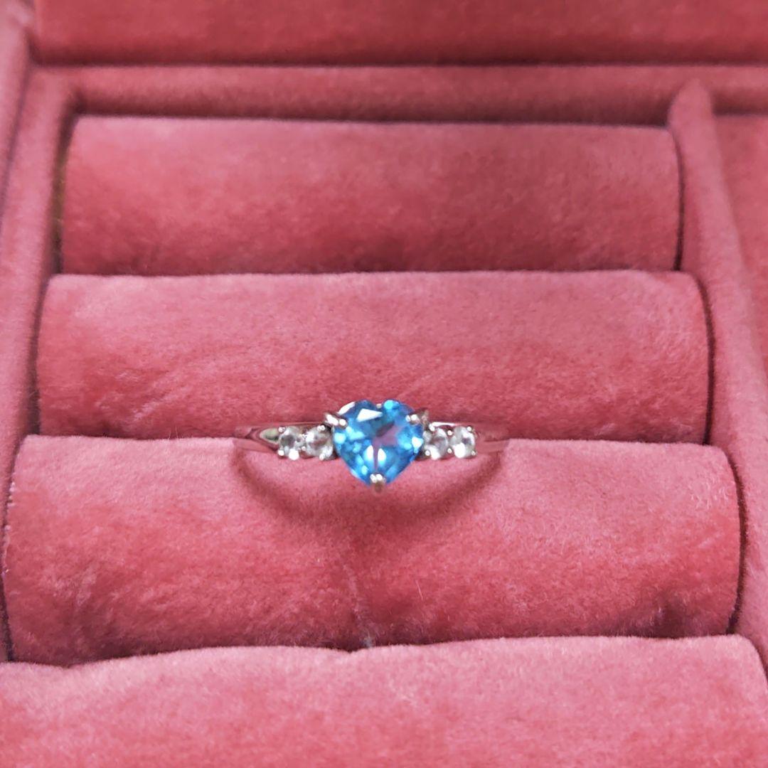 K10WGブルートパーズハート型リング 15.5号