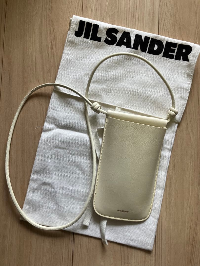 JIL SANDER ホワイトレザースマホショルダー