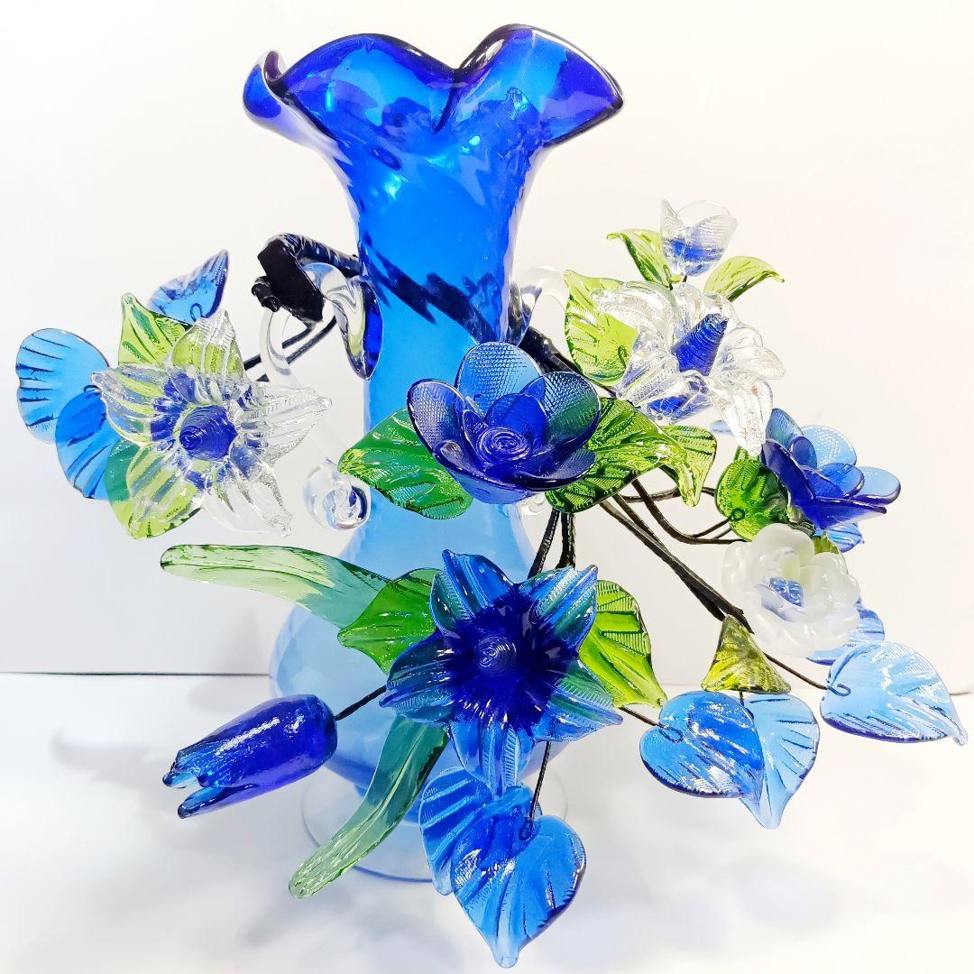 【美品】琉球ガラス 花瓶 ガラスオブジェ ガラス工芸30cm