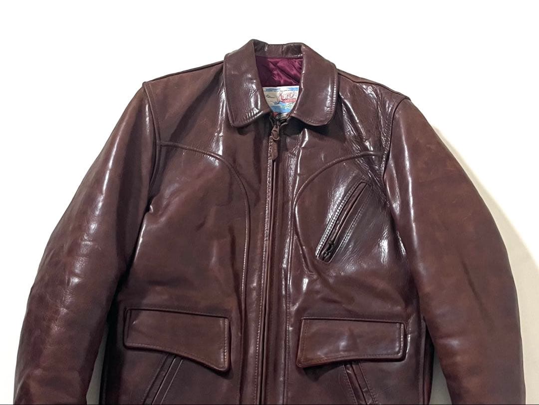 【良品】エアロレザー　ヘラクレス ジャケット　ホースハイド　ブラウン　中綿　38