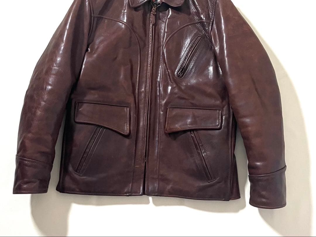 【良品】エアロレザー　ヘラクレス ジャケット　ホースハイド　ブラウン　中綿　38