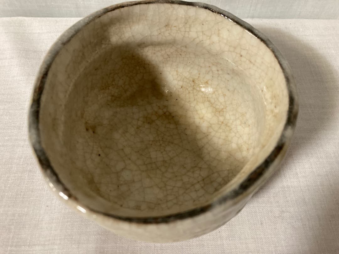 実家整理 茶道具 志野焼 鼠志野 茶碗