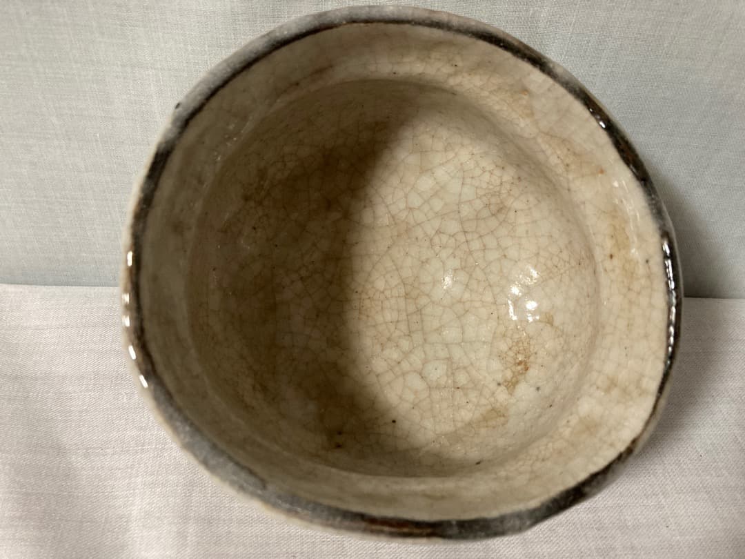実家整理 茶道具 志野焼 鼠志野 茶碗
