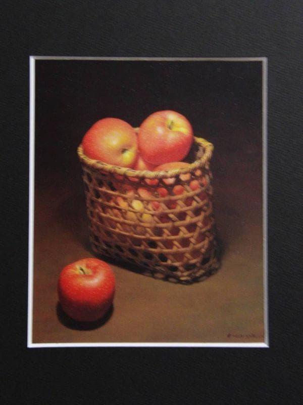 余村展、【林檎】、希少な額装用画集より、新品額装付、状態良好