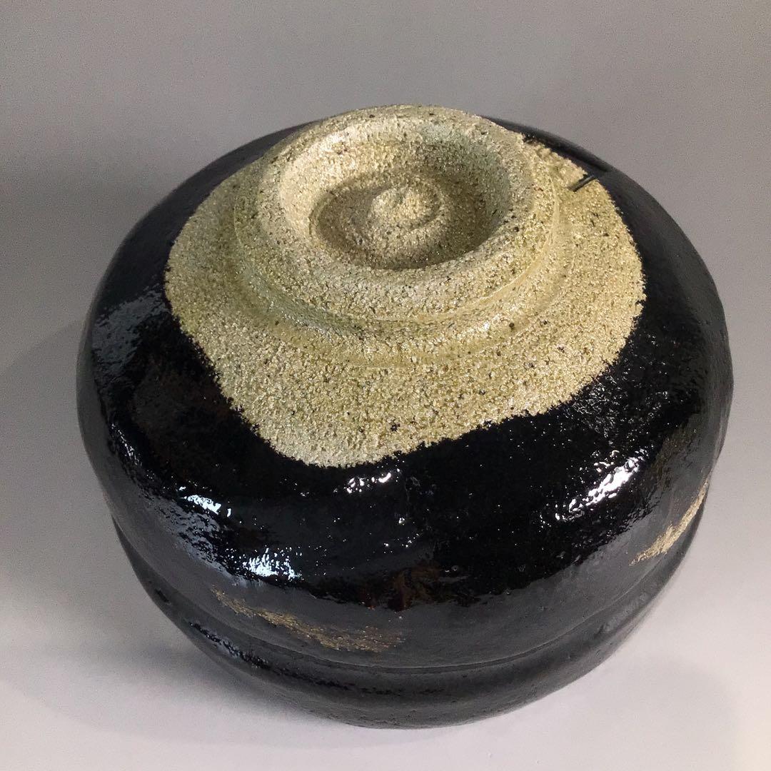 Ｐ６７９　黒楽茶碗　『佐々木松楽造』『大徳寺　福本積應　箱書』　共箱　茶道具