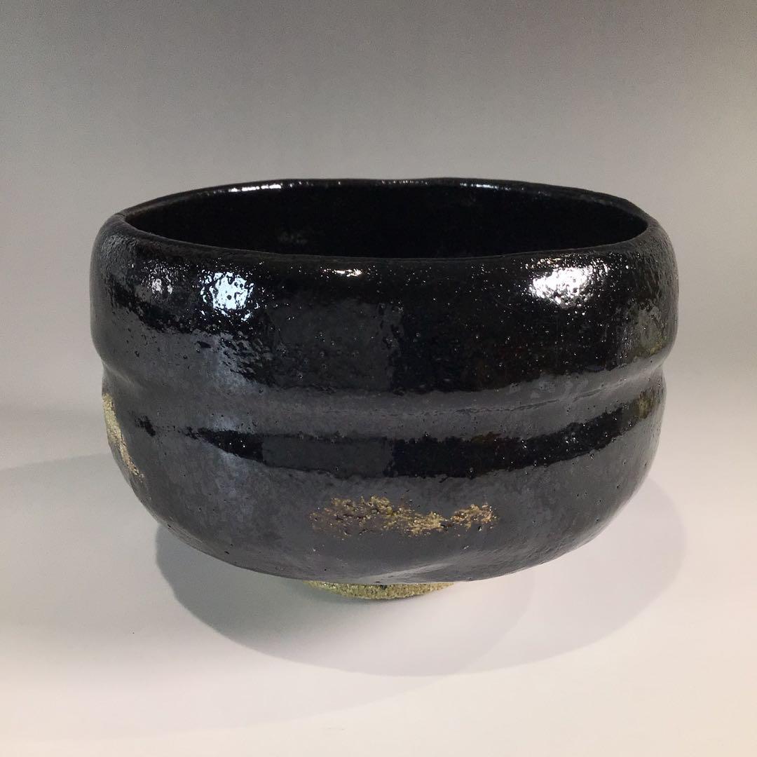 Ｐ６７９　黒楽茶碗　『佐々木松楽造』『大徳寺　福本積應　箱書』　共箱　茶道具