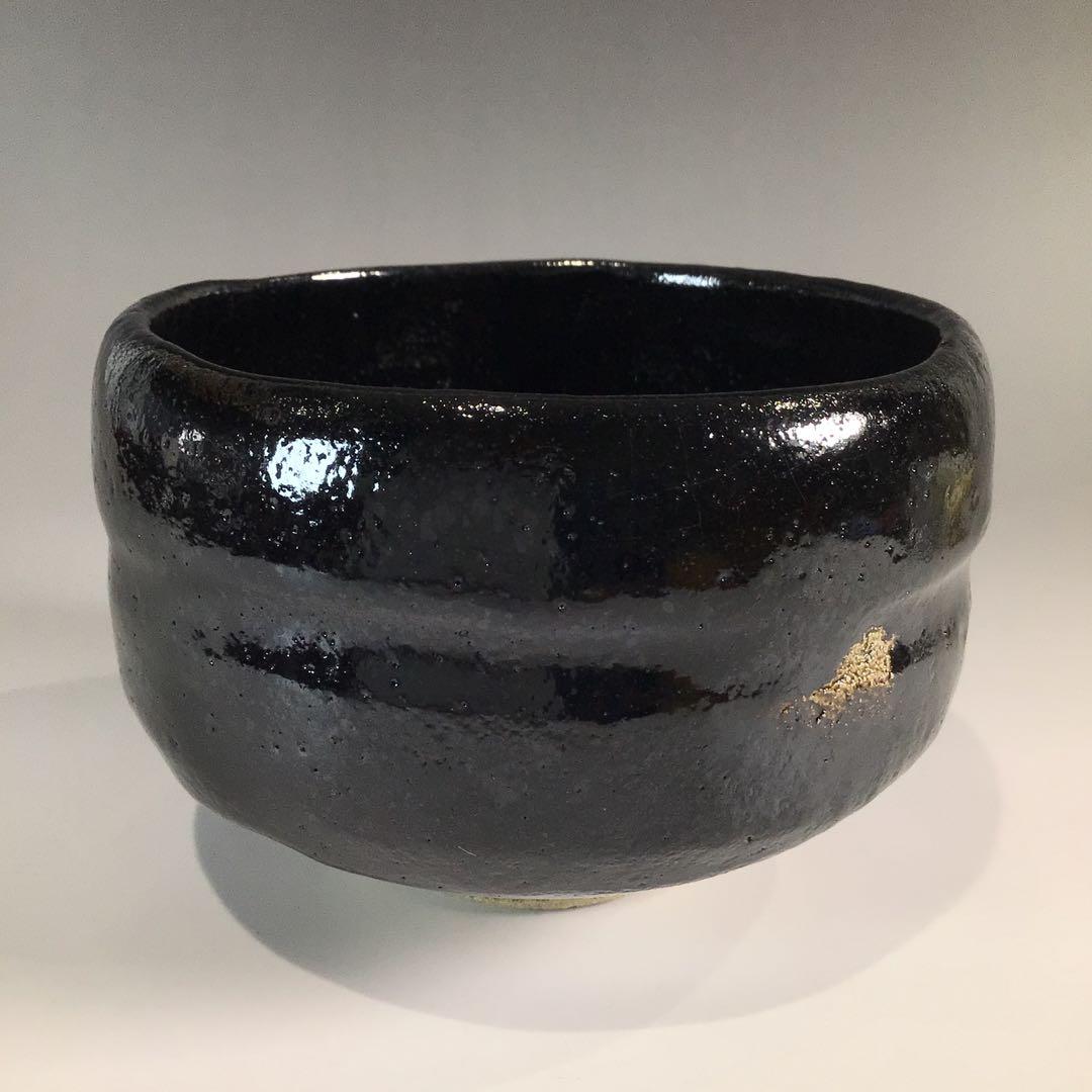 Ｐ６７９　黒楽茶碗　『佐々木松楽造』『大徳寺　福本積應　箱書』　共箱　茶道具