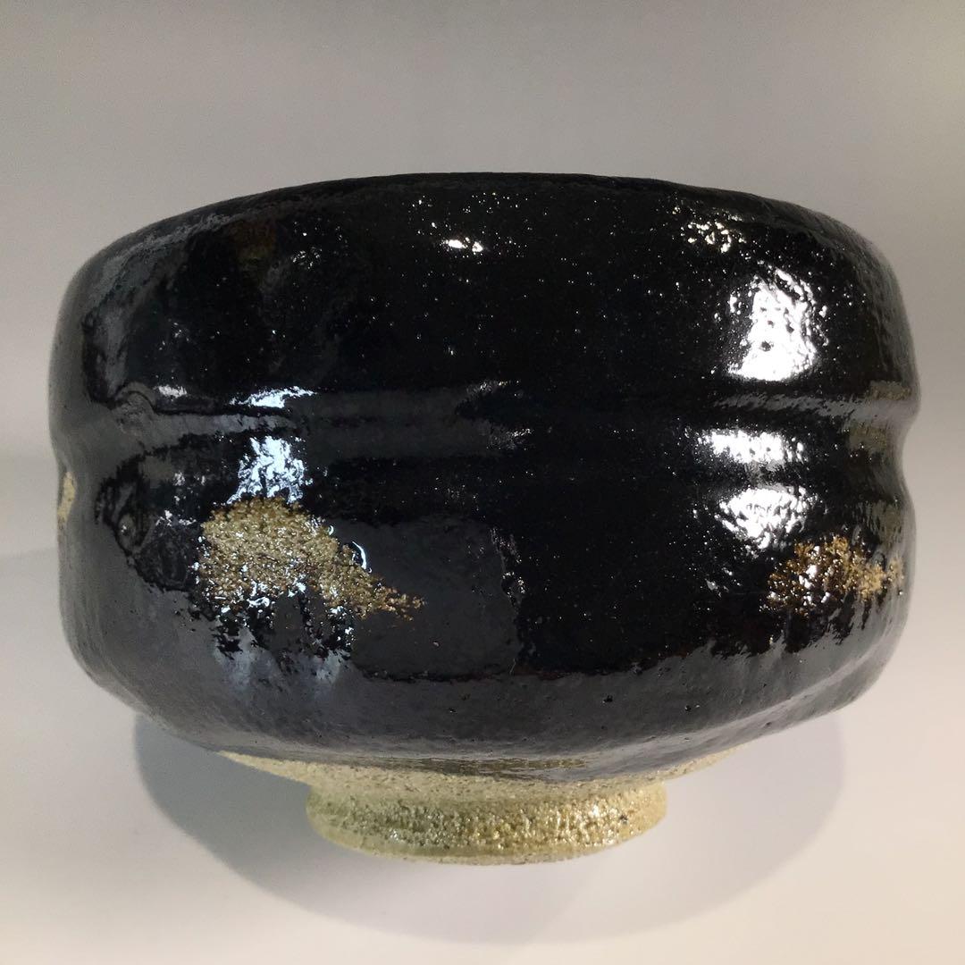 Ｐ６７９　黒楽茶碗　『佐々木松楽造』『大徳寺　福本積應　箱書』　共箱　茶道具