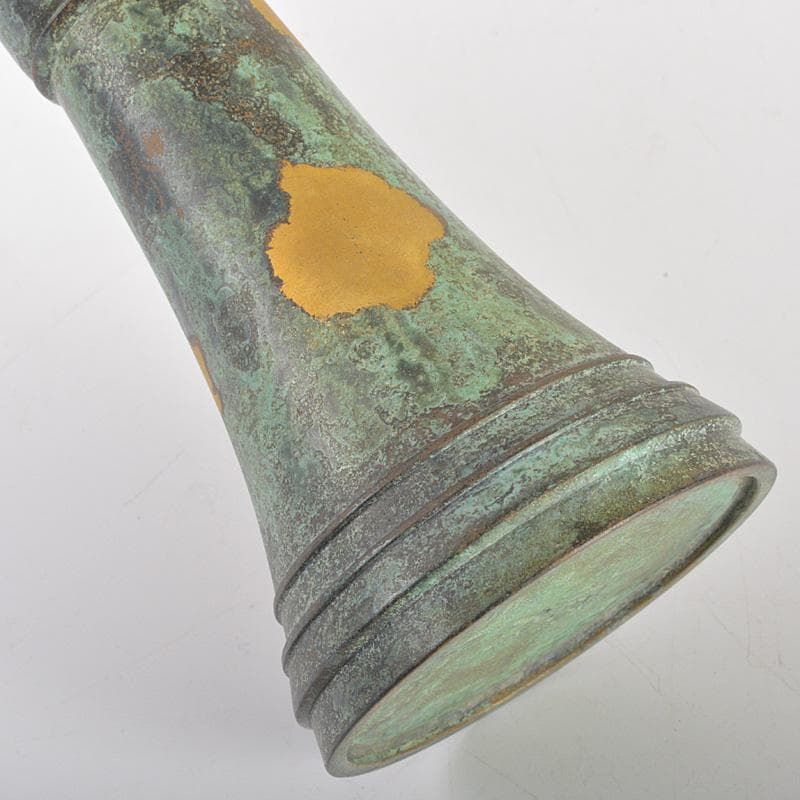 平安　秦蔵六造　 塗金銅　立鼓式花瓶　M　R7423